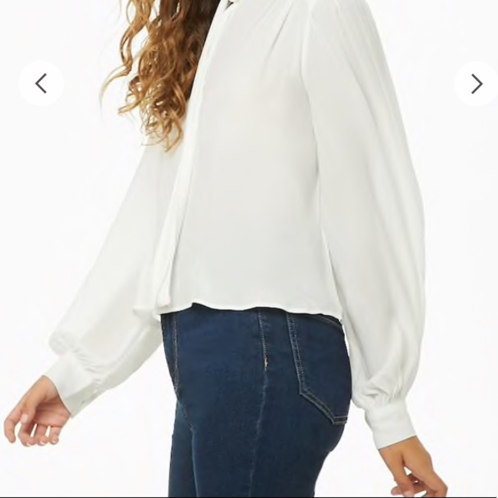 Forever 21 White Blouse, White Work Blouse